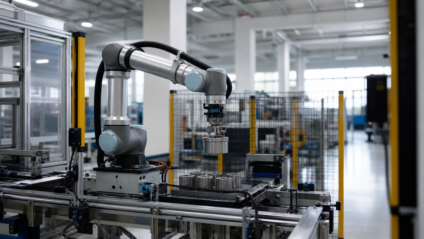 A collaborative robot operating in an integrated industrial workcell